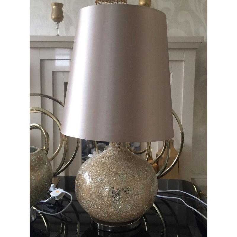 1x gold mosaic table lamp and 1x gold mosaic ball lamp