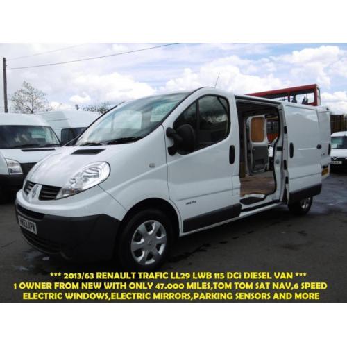 2013 RENAULT TRAFIC LL29 DCI 115 LWB DIESEL VAN WITH ONLY 47.000 MILES,TOM TOM S