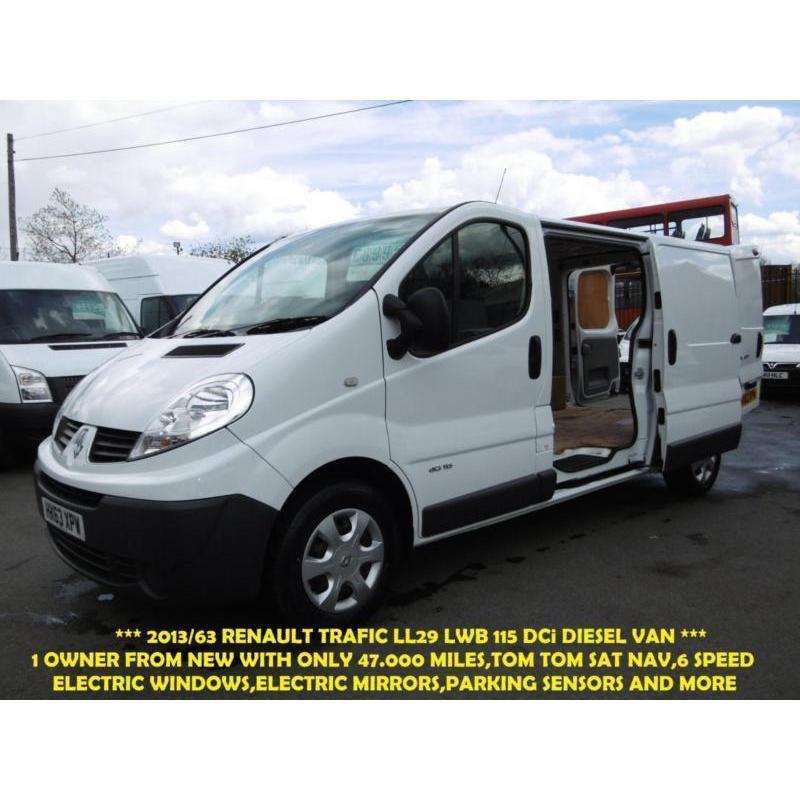 2013 RENAULT TRAFIC LL29 DCI 115 LWB DIESEL VAN WITH ONLY 47.000 MILES,TOM TOM S
