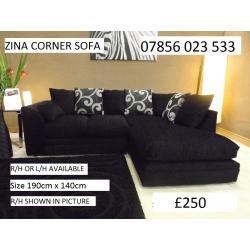 DFS Fabric Leather 3+2 Corner Sofa Suite Black Brown Grey
