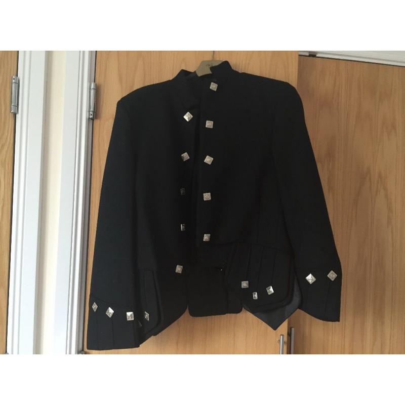 Sheriffmuir black kilt jacket and waistcoat, large-42" chest, Heritage brand, worn 3 times