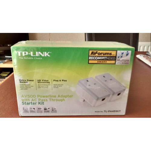 TP LINK POWERLINE HOMEPLUGS TL-PA451KIT WITH PASSTHROUGH