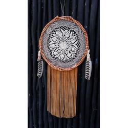 Handmade Large Mexican Mayan Leather Dream Catcher Tan