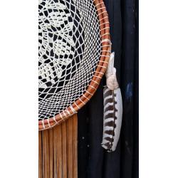 Handmade Large Mexican Mayan Leather Dream Catcher Tan