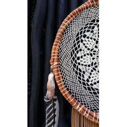 Handmade Large Mexican Mayan Leather Dream Catcher Tan