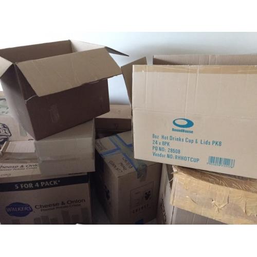 Card board boxes and bubble wrap