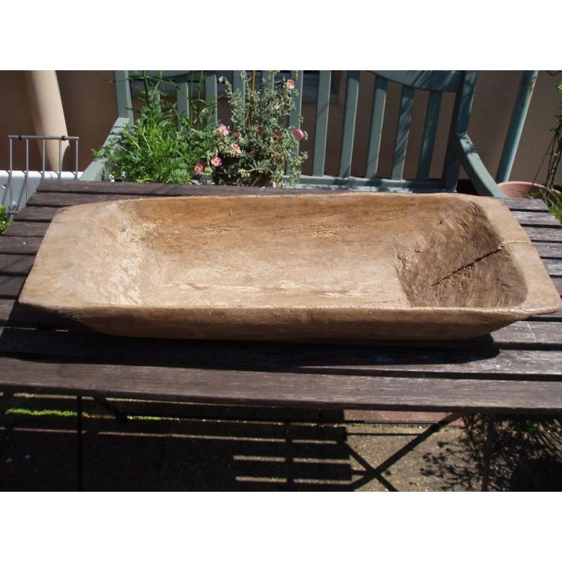 Vintage Hand Carved Large Wooden Dough Bowl /Tray