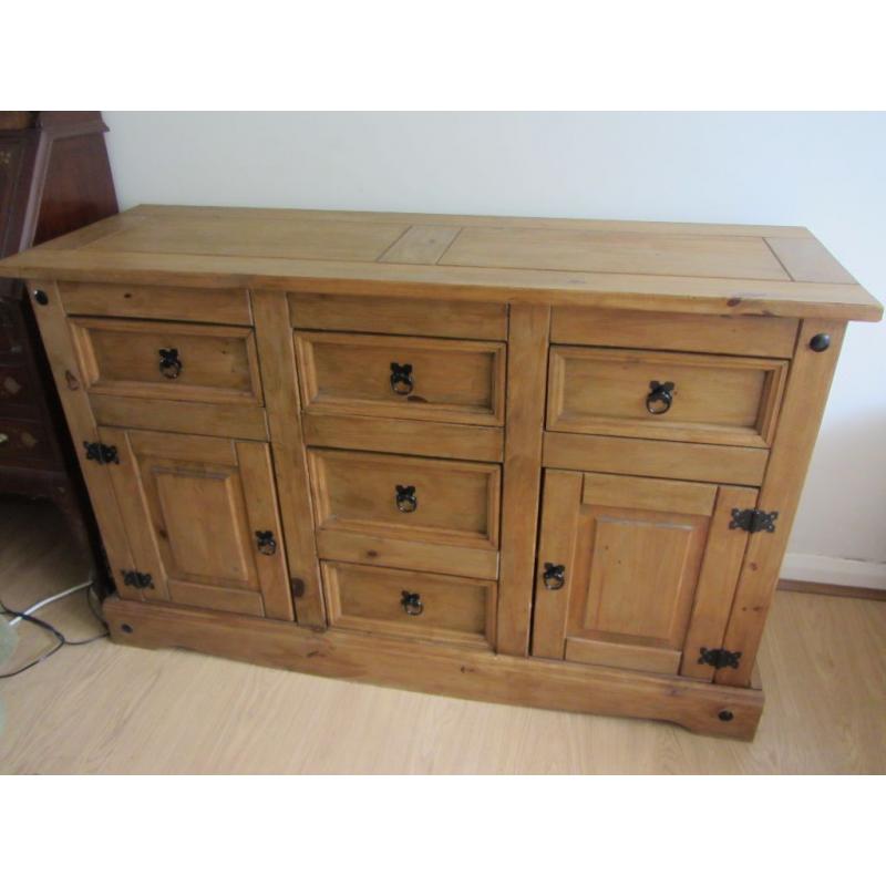 Living room storage unit, wooden with 7 drawers