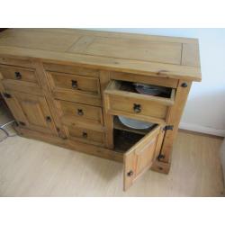 Living room storage unit, wooden with 7 drawers
