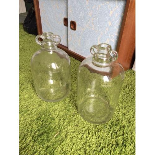 2 x Demi johns glass bottles, wine making