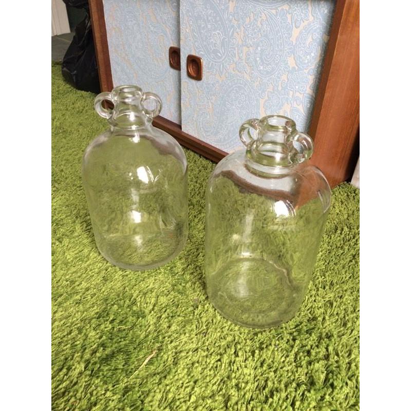 2 x Demi johns glass bottles, wine making