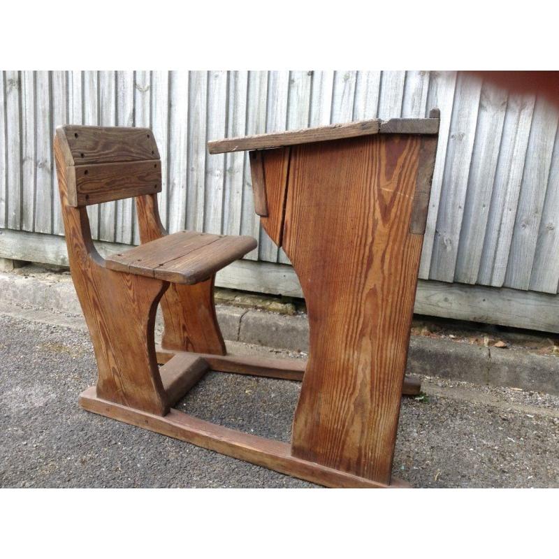 Vintage solid oak sledge desk