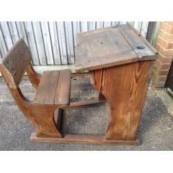 Vintage solid oak sledge desk