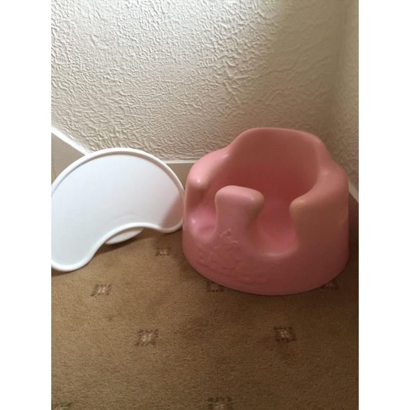 Girls Pink Bumbo Floor Seat With Tray