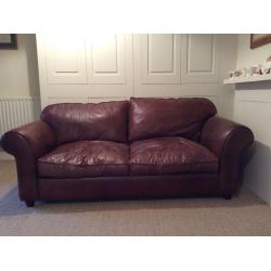 Brown leather 3 or 4 seater sofa