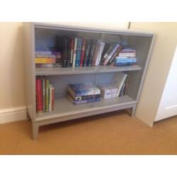Retro grey bookcase with glass front