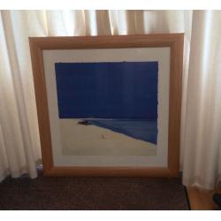 Large picture. Beautiful beach scene. 90 x 90cm in a pine coloured frame