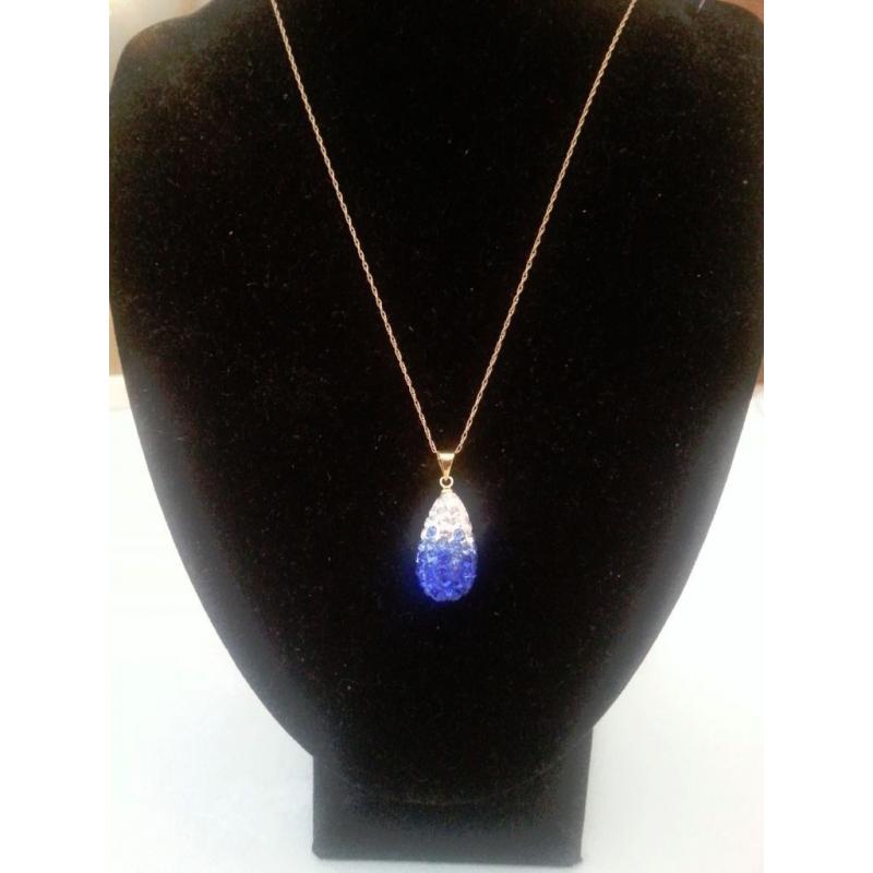 Swarovski Crystal Tear Drop Pendant on a gold Plated Chain. Brand New.