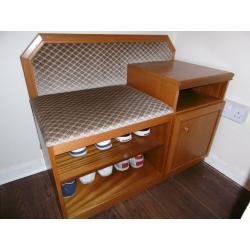 VINTAGE RETRO TEAK TELEPHONE SEAT TABLE CABINET