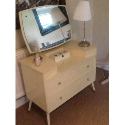VINTAGE RARE DRESSING TABLE WITH LARGE ADJUSTABLE TILTING MIRROR AND RWO DRAWERS