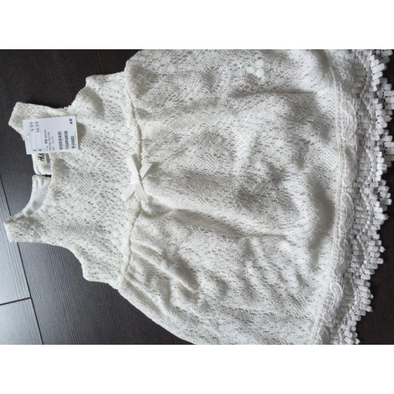X 2 brand new H&M girls ivory crochet dress