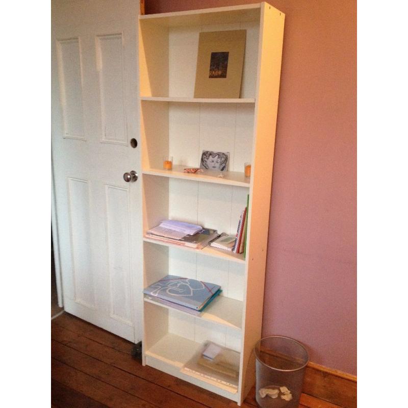 Bookcase 5 shelves wooden white