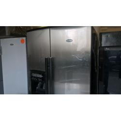 whirlpool silver American fridge freezer ....