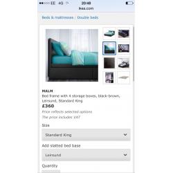 MALM IKEA kingsize one year old with HYLSTAD Matress