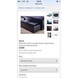 MALM IKEA kingsize one year old with HYLSTAD Matress