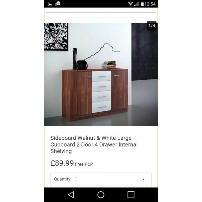 Walnut and white sideboards