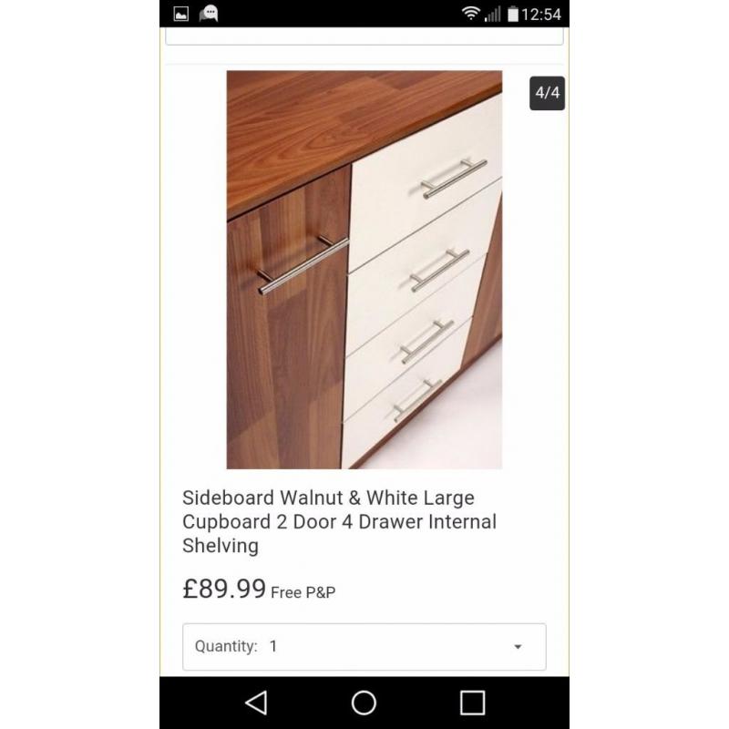 Walnut and white sideboards