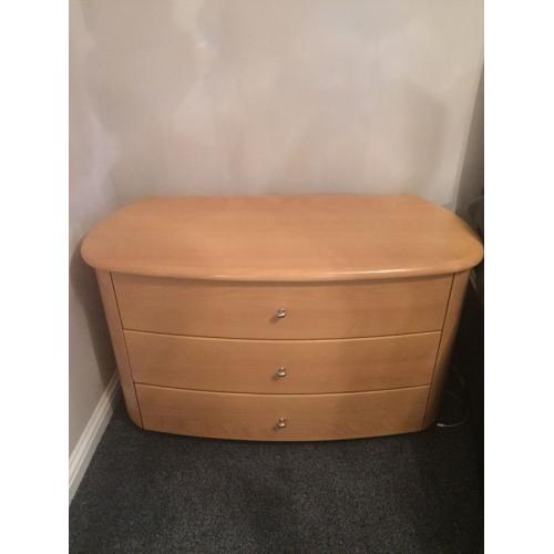 Beech 3 drawer chest of drawers