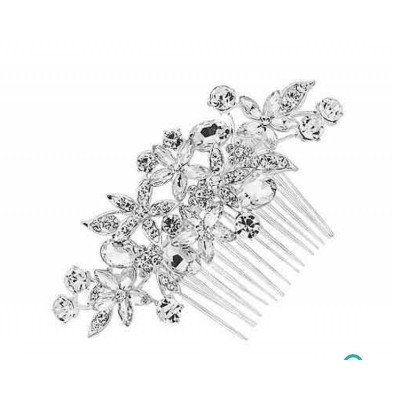 Bridal mixed crystal flower hair comb