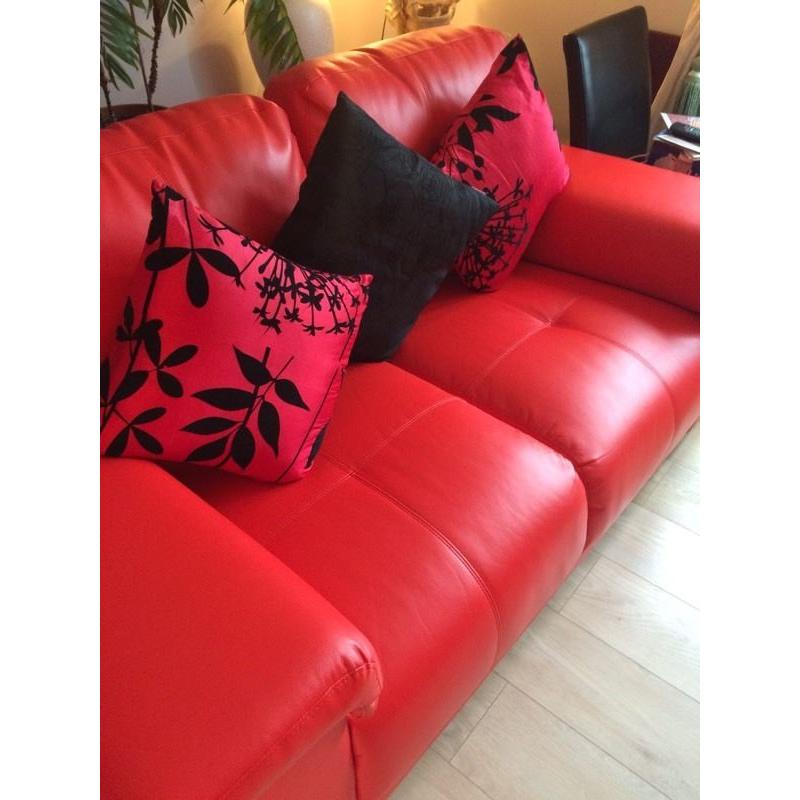 Brand new????????Stunning red leather 2 X Two seater sofas