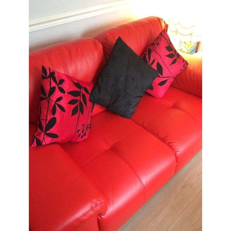 Brand new????????Stunning red leather 2 X Two seater sofas