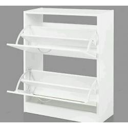 New boxed 2 layer white shoe cabinet