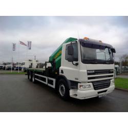 2008 (08) DAF TRUCKS FAS CF75.310 6X2 FLATBED CRANE HIAB