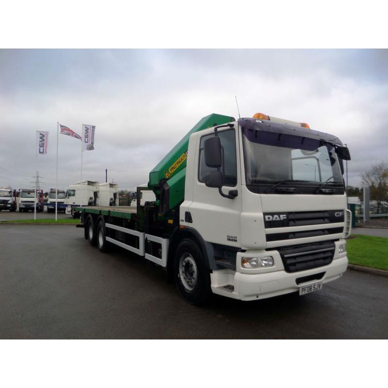 2008 (08) DAF TRUCKS FAS CF75.310 6X2 FLATBED CRANE HIAB