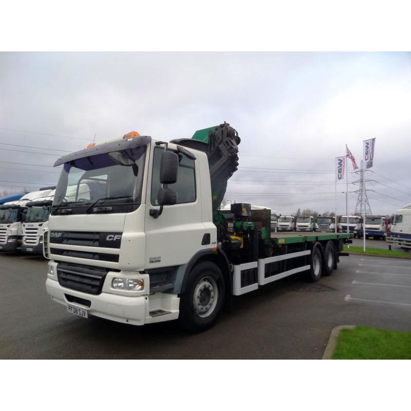 2008 (08) DAF TRUCKS FAS CF75.310 6X2 FLATBED CRANE HIAB