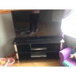 Black glass tv stand and side table