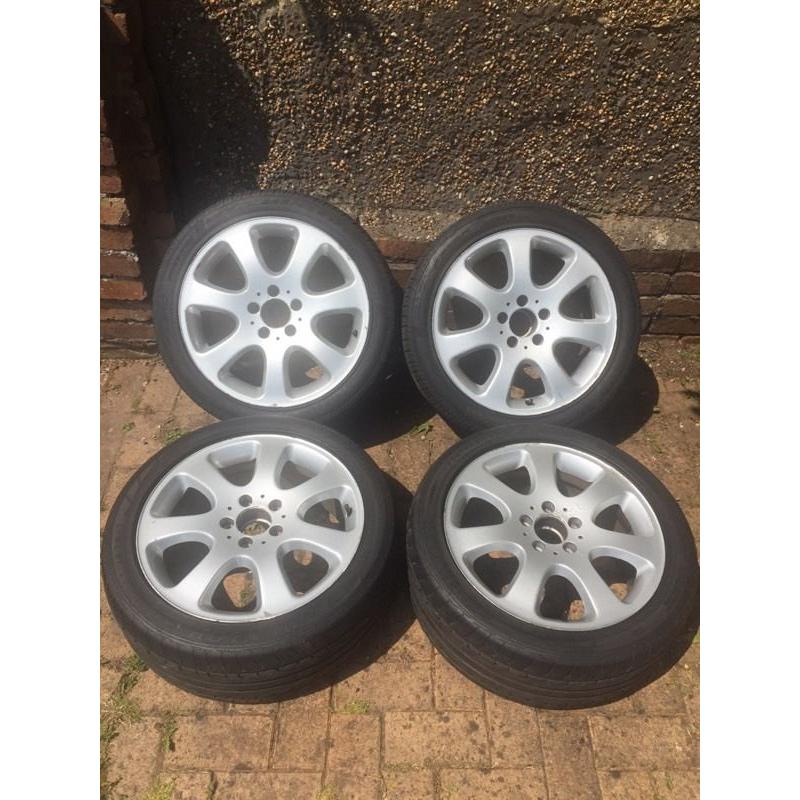 Genuine Mercedes 17" staggered Alloy wheels with tyres - 5x112 - not AMG - will fit other Mercs too