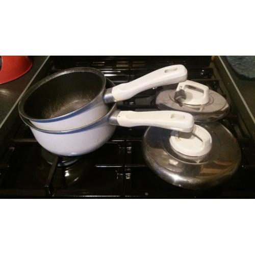 Two white pans