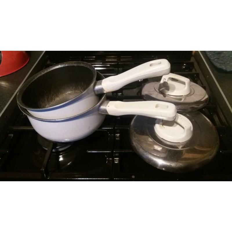 Two white pans