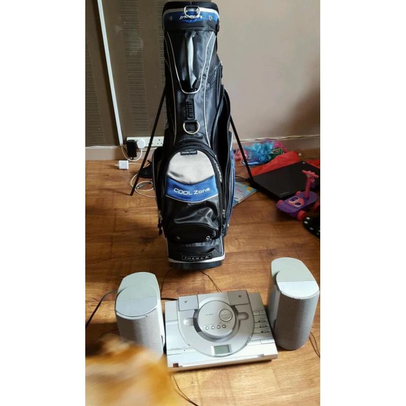 Crown cd player and intech golf bag