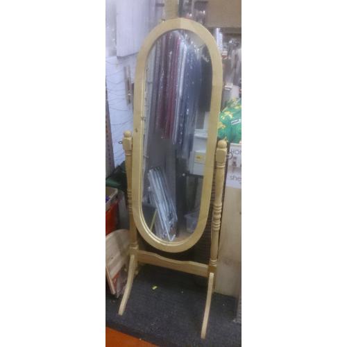 Large Standing Wooden Mirror Pine 56inch