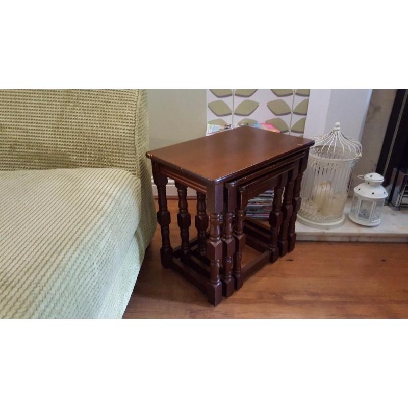 Vintage Retro Style Tables Side Tables Stool Bedside Table Bathroom Seats Nest of 3 Tables