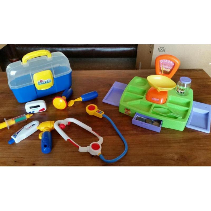 Doctors medical kit bag and accessories and sweet shop playset let's petend toy bundle age 3+