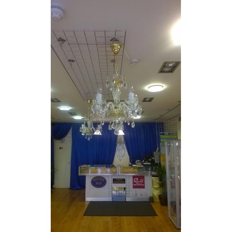 24% 5 ARM LEAD CRYSTAL CHANDELIERS FOR SALE BRAND NEW IN BOX