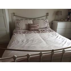 Double bed frame cream and gold