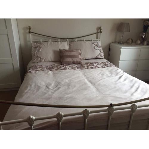 Double bed frame cream and gold